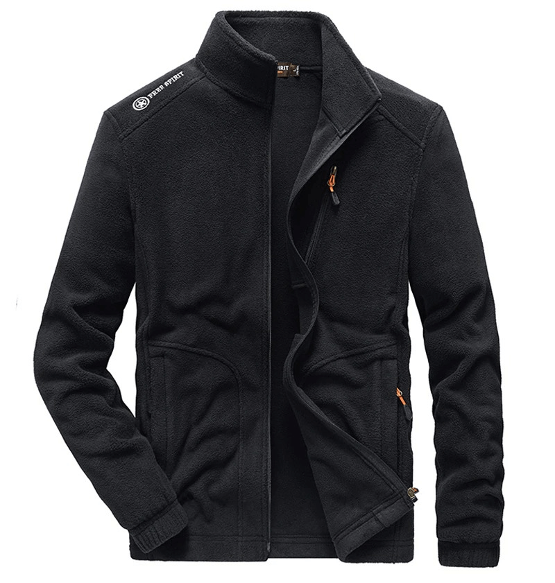Men's Zipper Stand Collar Fleece Hiking Jacket - Warm, Breathable Tourism Clothing for Cold Weather